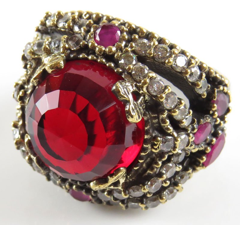 Sterling Silver, Bronze, White Topaz, Ruby and (1 of 1)