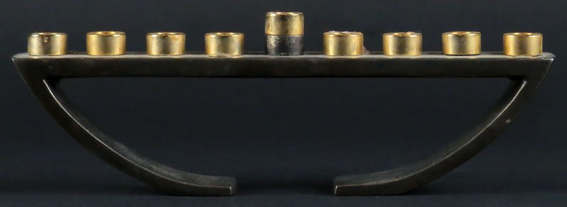 Steve Klein Modernist Silverplated Menorah. Signed. (1 of 1)