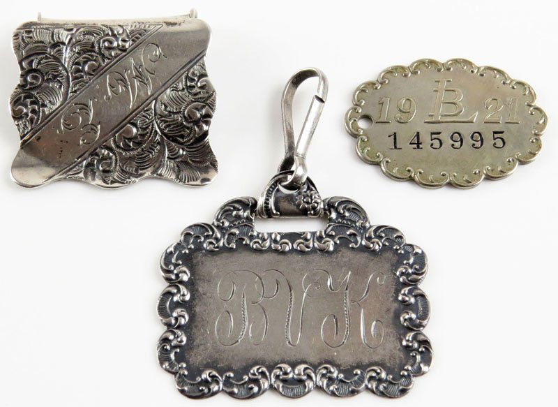 Three (3) Sterling Silver Tags with Initials, One (1) (1 of 1)