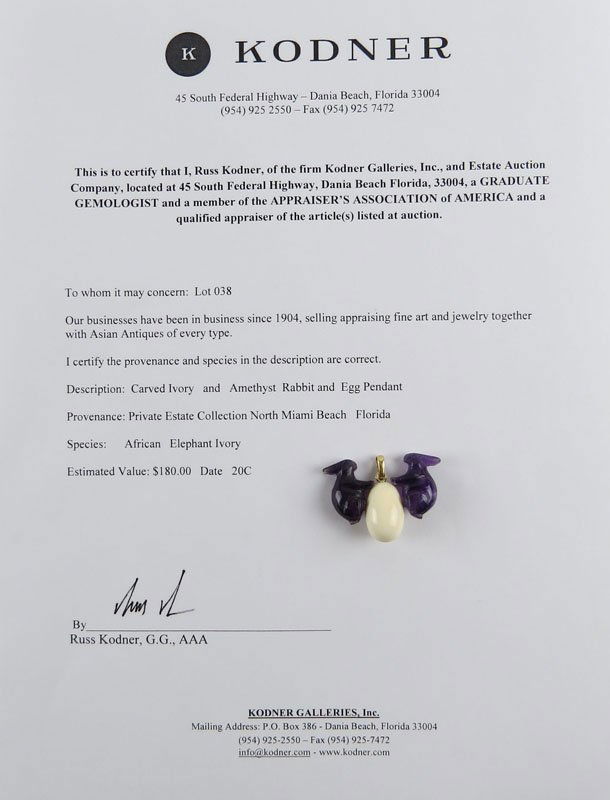 14 Karat Yellow Gold, Carved African Elephant Ivory and (1 of 1)