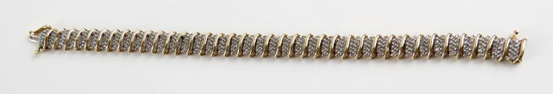 10 Karat Yellow Gold and Diamond Bracelet with Safety (1 of 1)