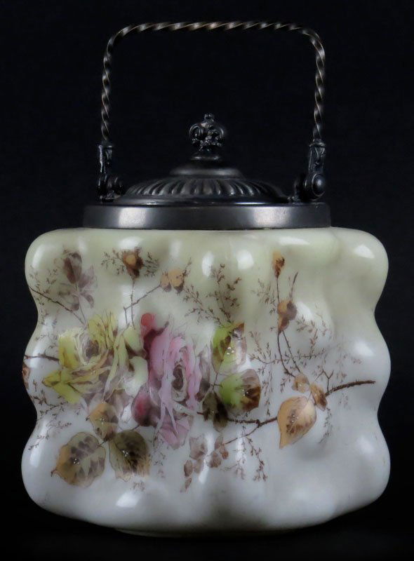 Early 20th Century Wavecrest Enameled Glass Biscuit Jar (1 of 1)