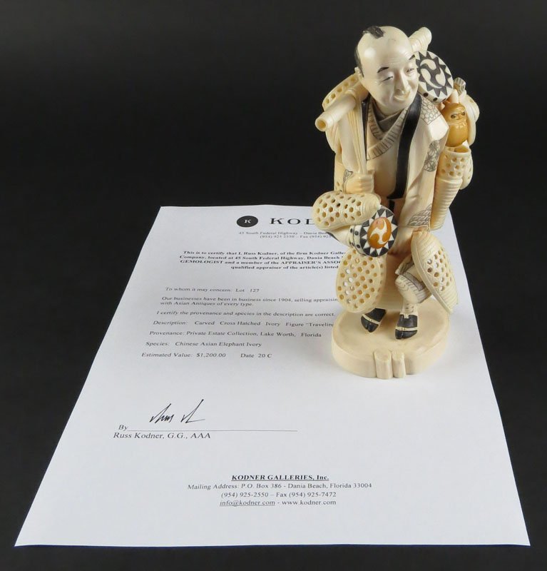 20th Century Japanese Carved Cross Hatched Asian (1 of 1)