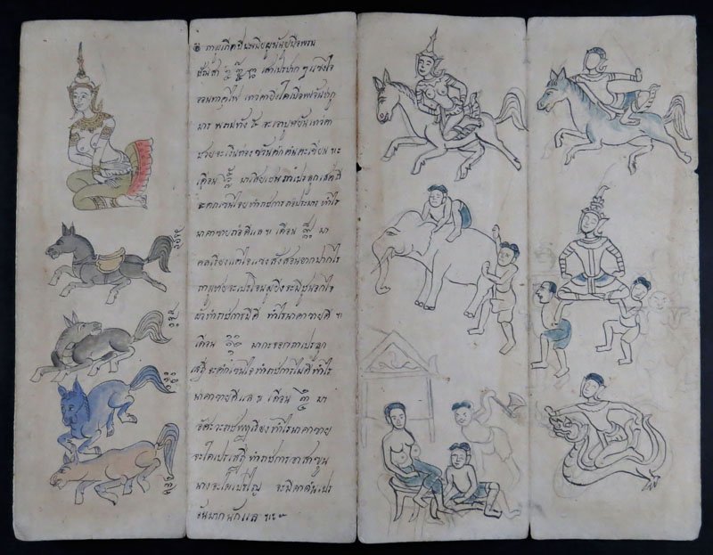 Antique Buddhist Illustrated Manuscript. Please Examine: Antique Buddhist Illustrated Manuscript. Please Examine This Lot Carefully Before Bidding, We are Selling it in "AS IS" Condition. Measures 18-1/4 Inches by 14 Inches Wide. Shipping $20.00