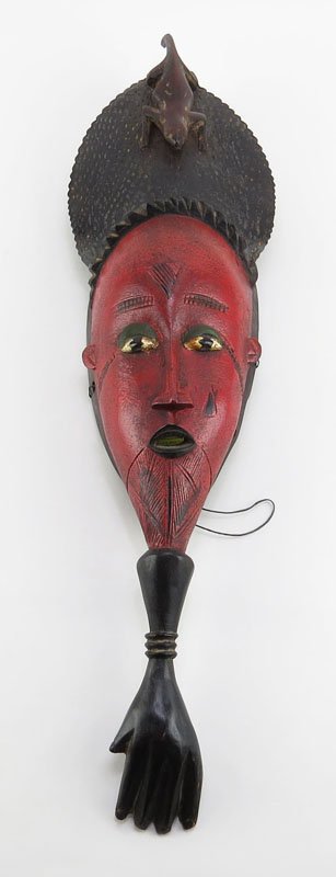 Vintage African Painted Mask Has Wire for Wall Hanging. (1 of 1)