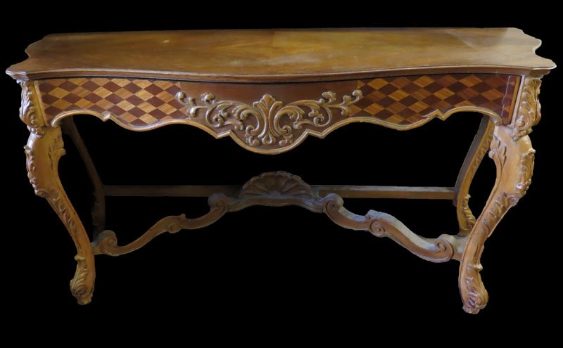 20th Century Wooden Inlaid Console Table with Drawer. (1 of 1)