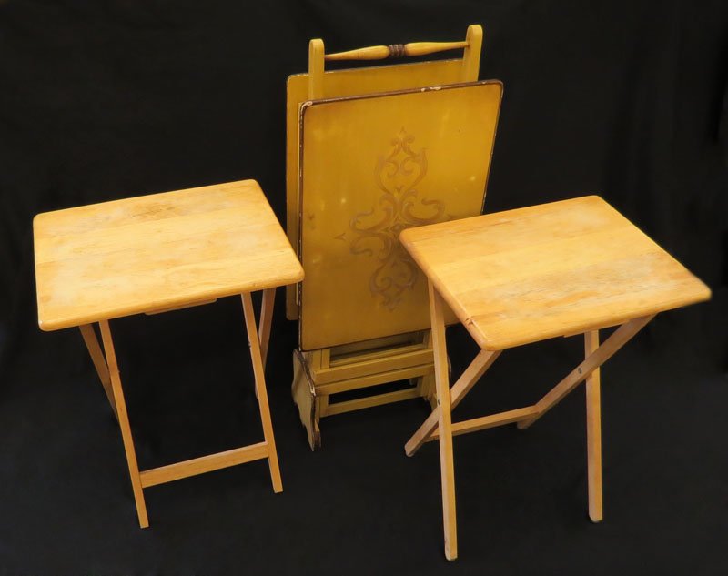 Four (4) Wooden TV Tray Tables, Two (2) Have Stand that (1 of 1)