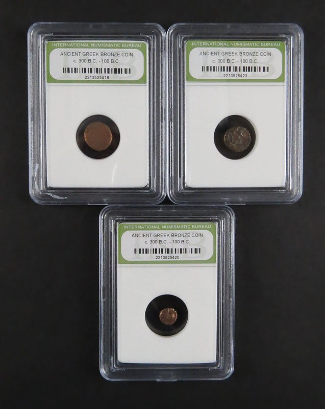 Three (3) Ancient Greek Bronze Coin Circa 300BC - 100BC (1 of 1)
