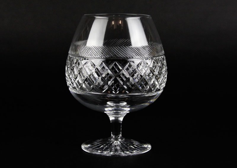 Set of Eight (8) Tudor Crystal "Holbein" Brandy: Set of Eight (8) Tudor Crystal "Holbein" Brandy Snifters. Signed Made in England/Tudor. One with Tiny Edge Flake or in Good Condition. Measures 5-1/2 Inches Tall. Shipping $75.00