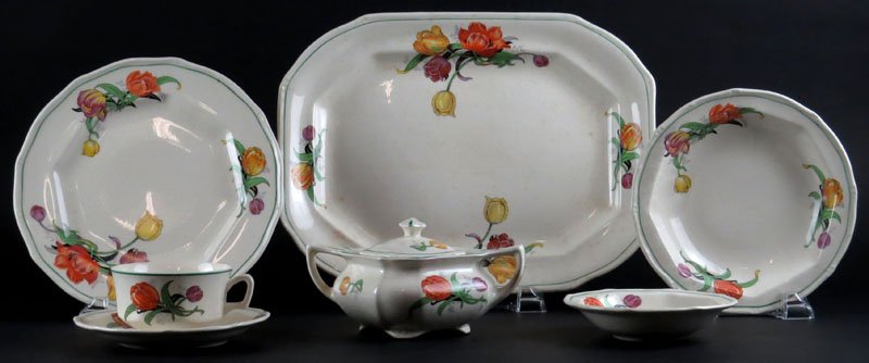 Forty Nine (49) Piece T. S. & T. Paramount Ivory: Forty Nine (49) Piece T. S. & T. Paramount Ivory Partial Dinner Service Including: 6 Dinner Plates Measuring 9 Inches Diameter, 6 Salad Plates, 6 Bread Plates, 6 Soup Bowls, 6 Fruit Bowls, 8 Cups and 