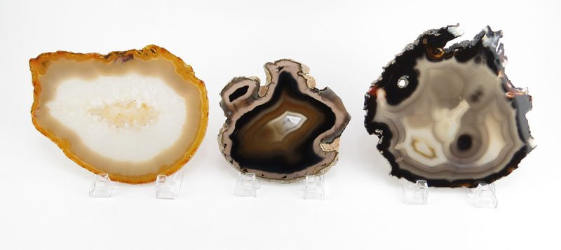 Three (3) Large Polished Geode Slices. Unsigned. Good (1 of 1)