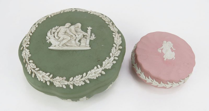 Two (2) Wedgwood Jasperware Covered Boxes. Signed. Good (1 of 1)