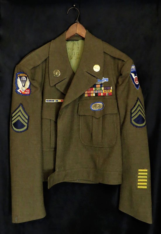 Vintage Airborne Military Jacket with Ribbons, Medals Lot 0144