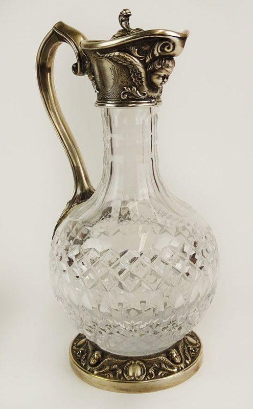 Silver Mounted Cut Crystal Covered Ewer. Hinged Top (1 of 1)