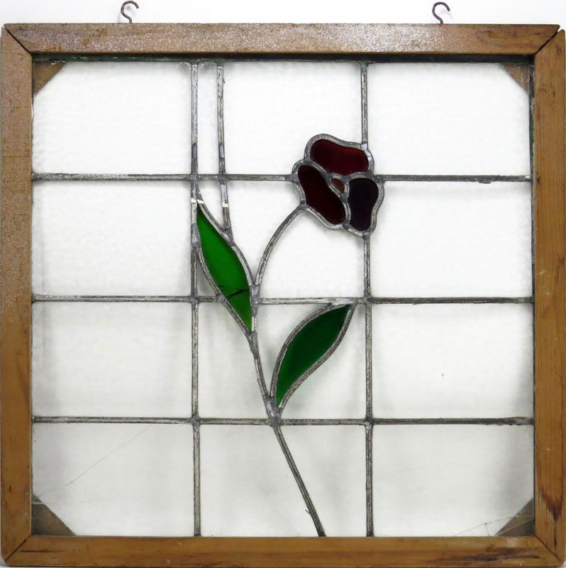 20th Century Leaded Glass Stain Glass Panel. Measures (1 of 1)