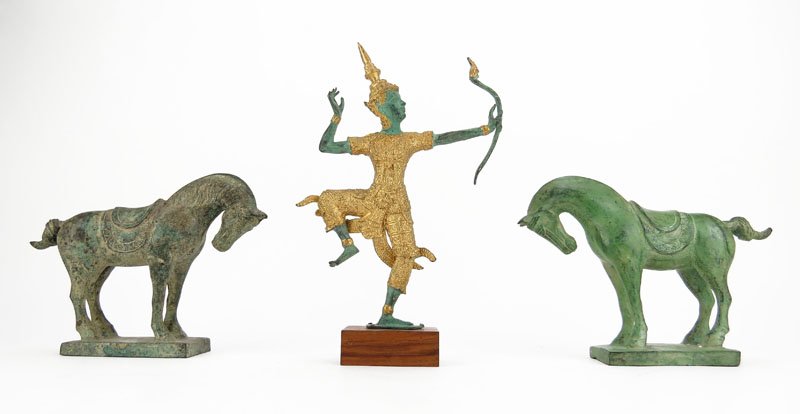 Two (2) Contemporary Bronze Tang Style Horses Together (1 of 1)