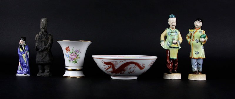 Tray Lot of Metal and Ceramic Figures together with a (1 of 1)