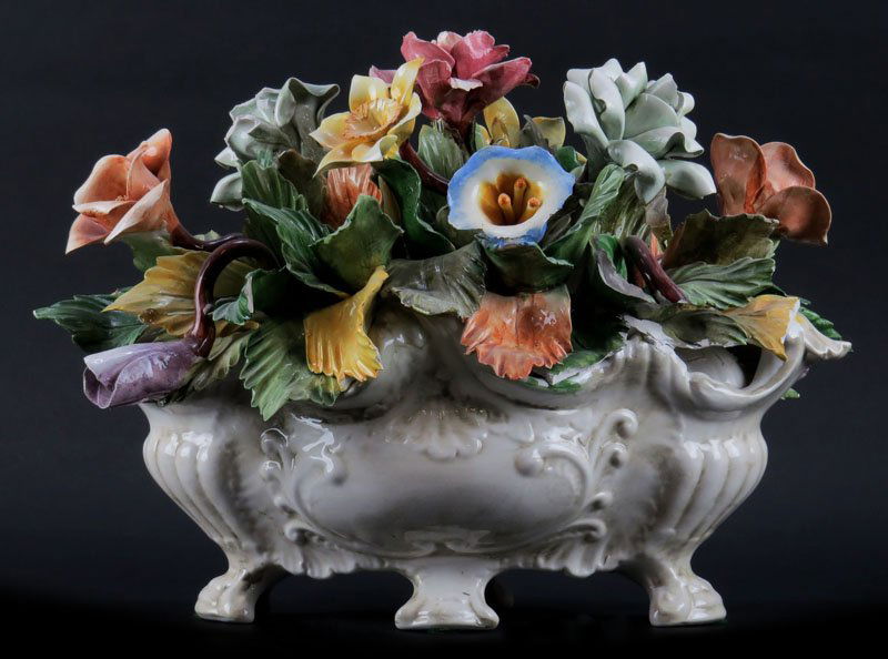 Large Italian Capodimonte Style Ceramic Basket with (1 of 1)