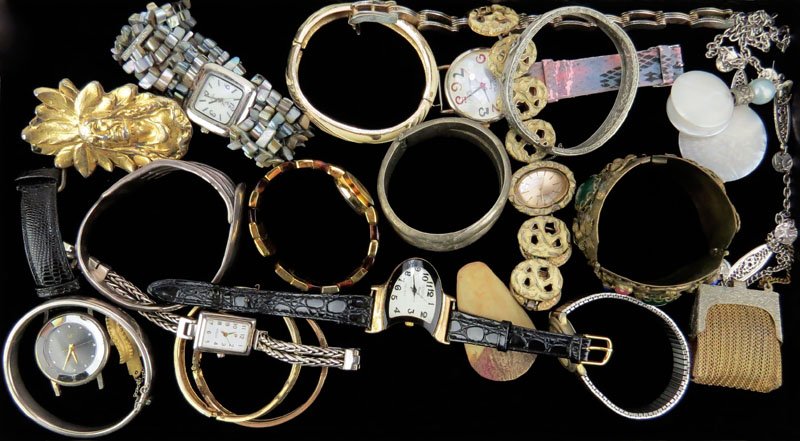 Tray Lot of Vintage to Antique Bracelets, Fashion: Tray Lot of Vintage to Antique Bracelets, Fashion Watches and Costume Jewelry and Related Items. Shipping $20.00