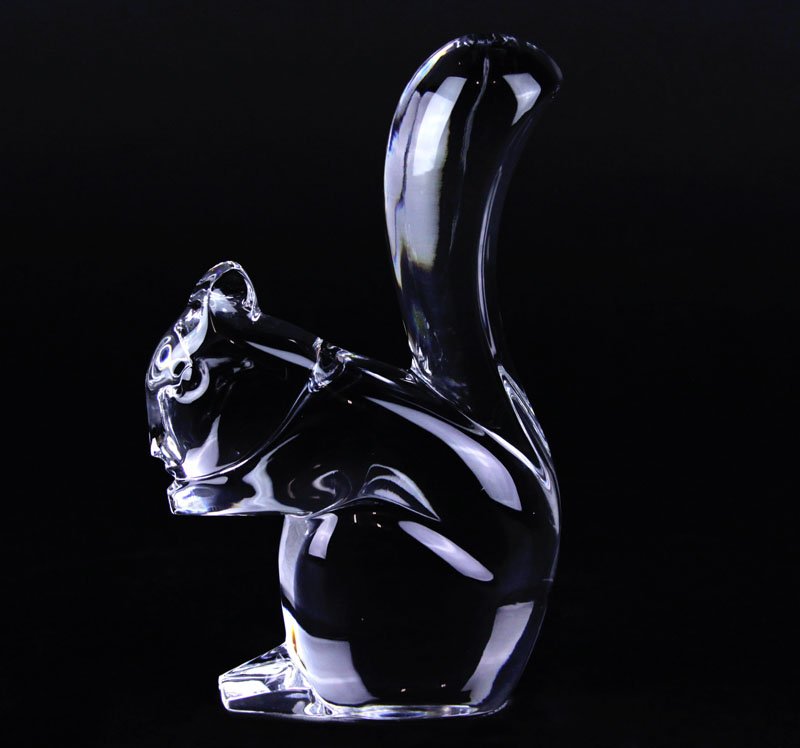 Baccarat Clear Crystal Squirrel Figure. Signed Baccarat (1 of 1)