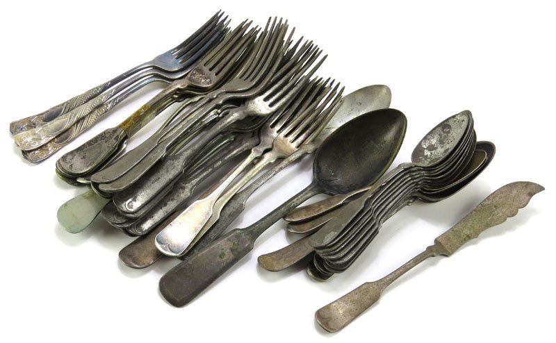 Forty Five (45) Piece Box Lot of Nickel Silver and (1 of 1)