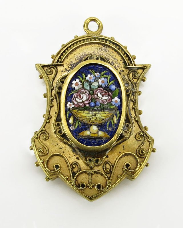 Antique Victorian 14 Karat Yellow Gold and Micromosaic (1 of 1)