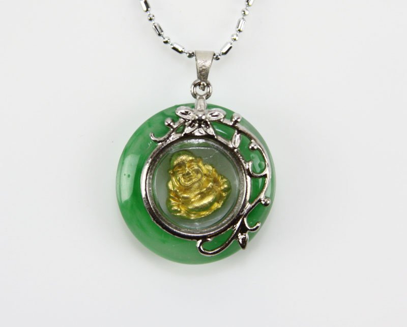Chinese Silver and Gold Color Metal and Green Glass (1 of 1)