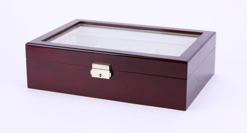 Wooden Display Case with Glass Top and Lock (No Key). (1 of 1)