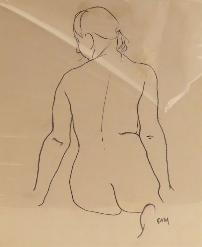 George North Morris American-New York (1915-1996): George North Morris American-New York (1915-1996) Graphite on Paper "Nude Study from Behind" from the Lovers Series. Circa Mid 1970's. Signed GNM Lower Right. Good to Very Good Condition. Measures 9-1