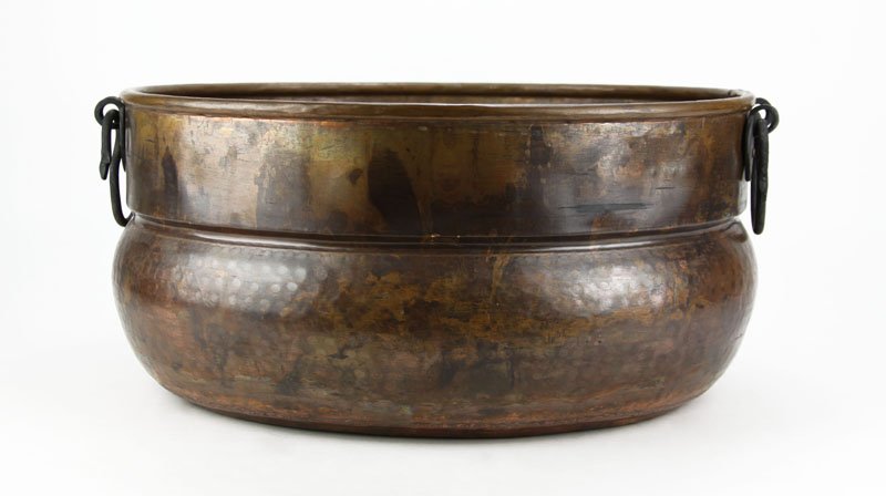 Large Copper Pot with Iron Handles. Unsigned. Good (1 of 1)