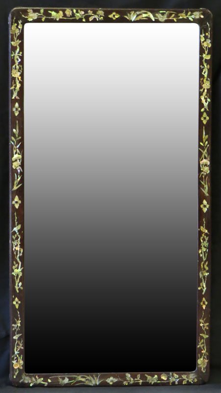 Vintage Rectangular Wall Mirror with Abalone Inlay. (1 of 1)