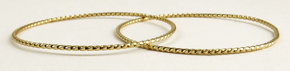 Two (2) Lady's Vintage 14 Karat Yellow Gold Bangle (1 of 1)