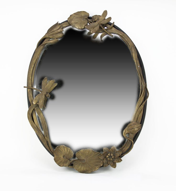 Modern Art Nouveau Style Bronze and Mirrored Vanity Tra (1 of 1)