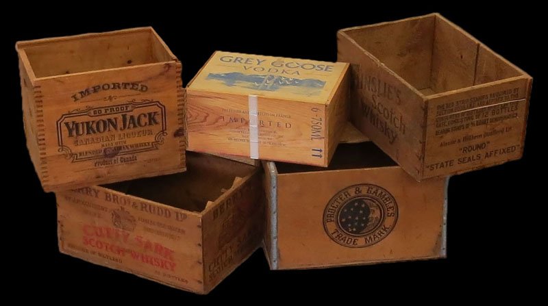 Lot of Five (5) Vintage Liquor and Other Wooden Crates (1 of 1)