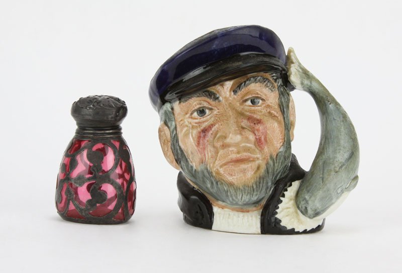 Art Nouveau Sterling Silver Overlay Rose Glass Salt Sha (1 of 1)