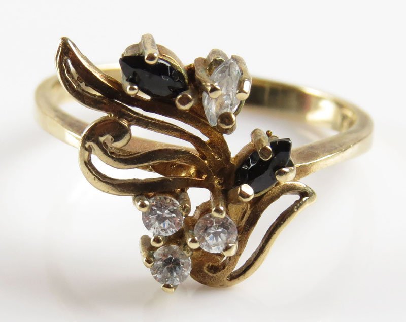 14 Karat Yellow Gold, Diamond and Sapphire or Black (1 of 1)