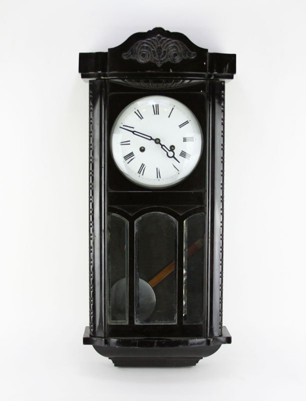 Art Deco Dark Wooden Wall Clock with Pendulum. Door (1 of 1)