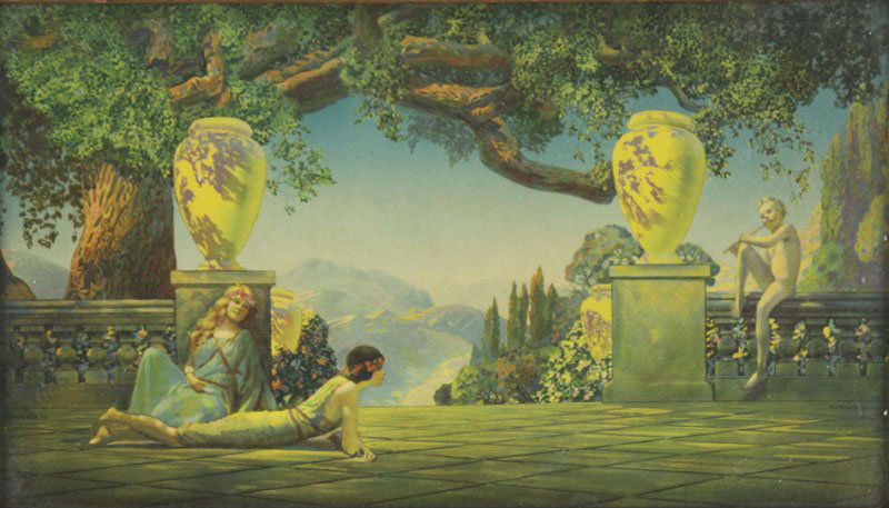 1930's Maxfield Parrish Style Print signed L. A. Pub (1 of 1)