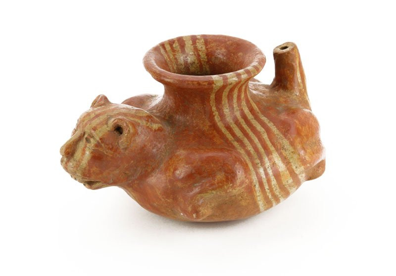 Pre-Columbian Stirrup Vase with Jaguar Motif. Minor (1 of 1)