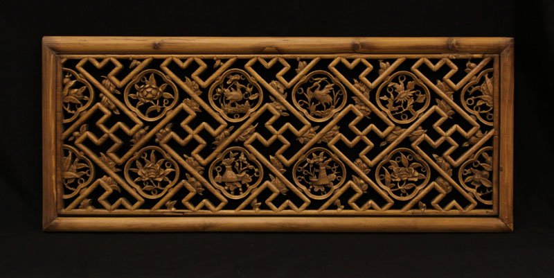 19th C Chinese Carved Softwood Decorative Panel. (1 of 1)