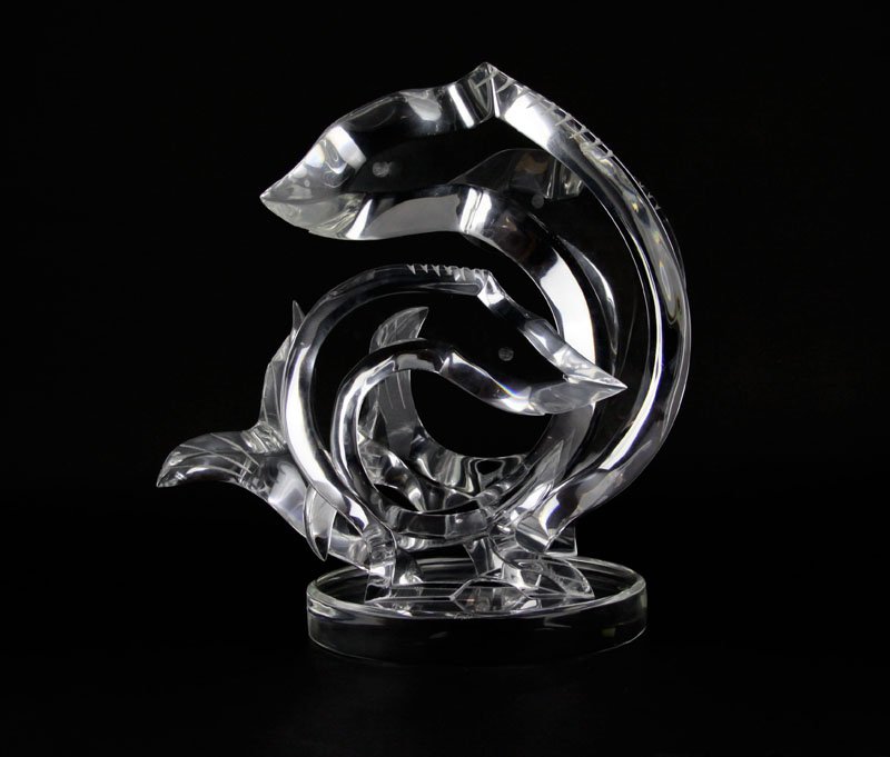 Modernist Lucite Sculpture of Fish Signed Van Teal. No: Modernist Lucite Sculpture of Fish Signed Van Teal. No Scratches or Yellowing, Good Condition. Measures 16 Inches Inches Tall by 18 Inches Wide. Shipping $100.00