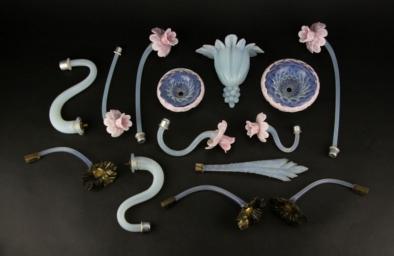 Vintage Murano Sabino Style Chandelier Parts. Please: Vintage Murano Sabino Style Chandelier Parts. Please Examine This Lot Carefully Before Bidding. Shipping $50.00