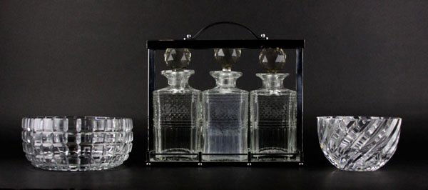 Box Lot of Crystal Pieces. Includes Orrefors Bowl, (1 of 1)