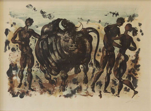 Mid 20th Century Modern Color Lithograph on Paper, (1 of 1)