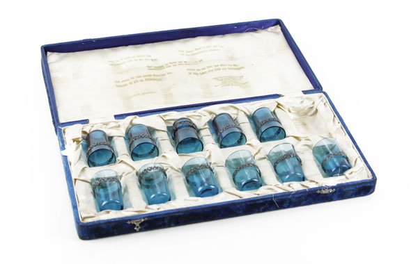 Eleven (11) German Cobalt Blue with Silver ring Insert (1 of 1)