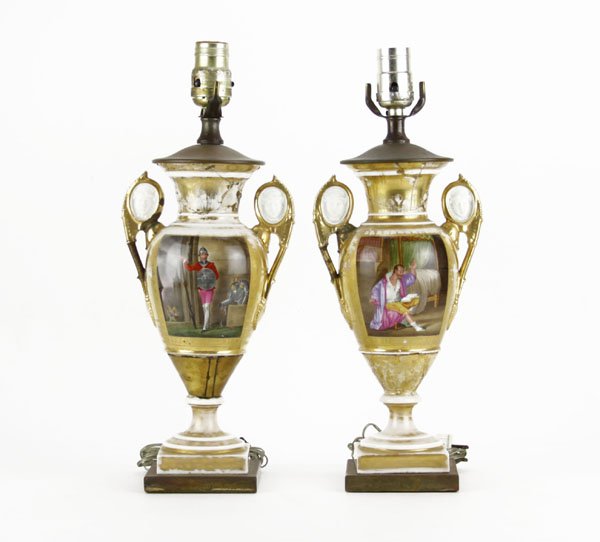 Pair of Antique Hand Painted and Gilt European Don (1 of 1)