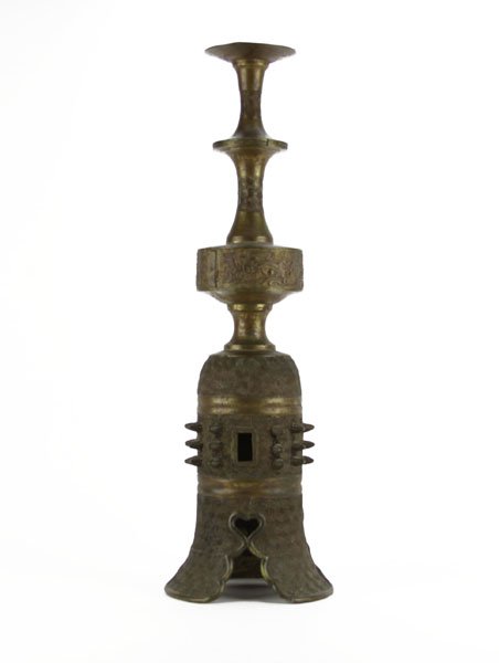 Large Chinese Bronze Candlestick. Unsigned. Good (1 of 1)