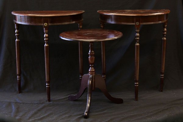 Two (2) Demi-lune Tables along with Round Table. Some (1 of 1)