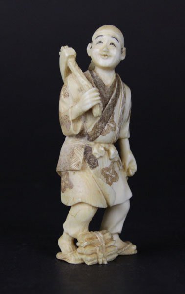 Antique Japanese Polychrome Farmer Figure. (1 of 1)