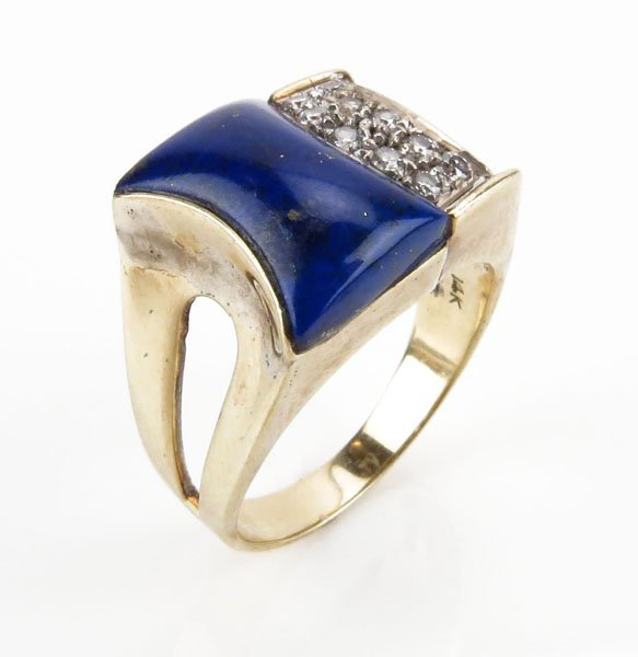 Art Deco Diamond and Enamel 14 Karat Yellow Gold Ring. (1 of 1)